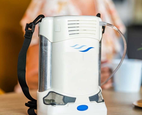 Close-Up of the CAIRE FreeStyle Comfort Portable Oxygen Machine